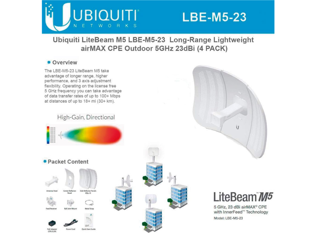 Imagen de Antena Direccional LiteBeam 5.0 GHz de 23DBI LBE-M5-23 UBIQUITI
